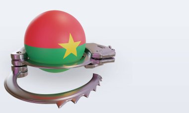 3D kelepçe Burkina Faso bayrağı sol görünümü yansıtıyor