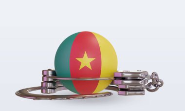 3d kelepçe Kamerun bayrağı ön görünüm oluşturma