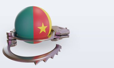 3d kelepçe Kamerun bayrağı sol görünümü yansıtıyor