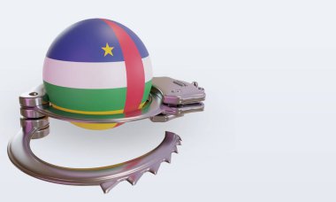 3D kelepçe Orta Afrika Cumhuriyeti bayrağı sola bakıyor