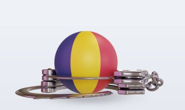 3D kelepçe Chad bayrağı ön görünüm oluşturma