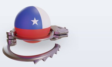 3d kelepçe Şili bayrağı sol görünümü yansıtıyor