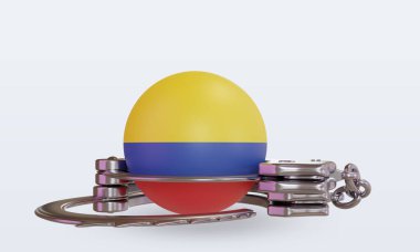 3D kelepçe Kolombiya bayrağı ön görünüm oluşturuyor