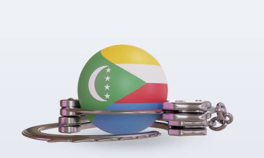 3d kelepçe Komoros bayrağı ön görünüm oluşturma