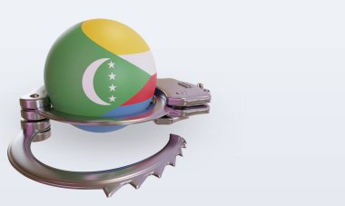 3d kelepçe Komoros bayrağı sol görünüm oluşturma