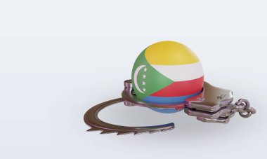 3d kelepçe Komoros bayrağı görüntüleme sağ görünüm