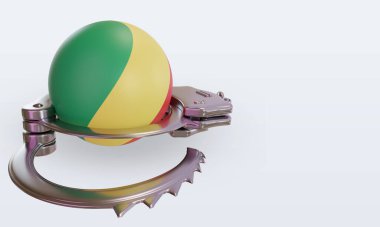 3D kelepçe Cumhuriyeti Kongo bayrağı sol görüşü yansıtıyor