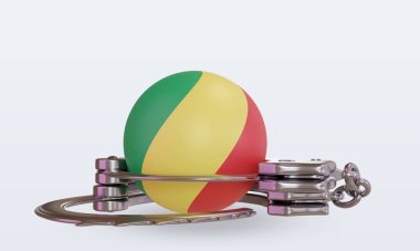 3D kelepçeleme Cumhuriyeti Kongo bayrağı ön görünüm