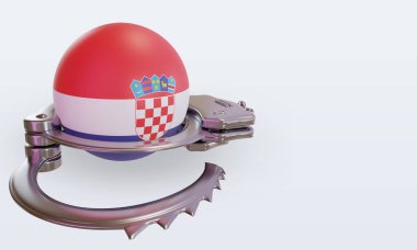 3D kelepçeli Hırvatistan bayrağı sola bakıyor