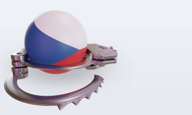 Çek Cumhuriyeti bayrağını 3D kelepçelemek sol görüşü yansıtıyor