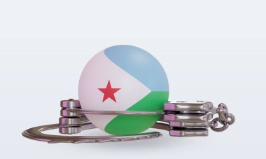3d kelepçe Cibuti bayrağı ön görünüm oluşturma