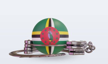 Dominica bayrağını 3D kelepçeleme ön görünüm