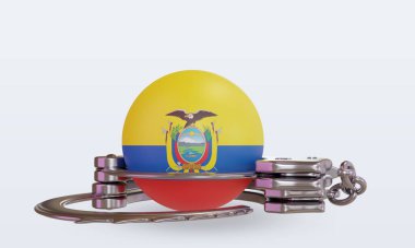 3d kelepçe Ekvador bayrağı görüntüleme ön görünümü