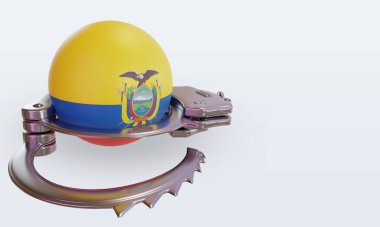 3d kelepçe Ekvador bayrağı görüntüleme sol görünümü