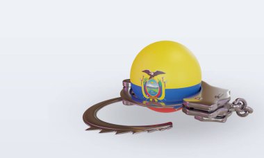 3d kelepçe Ekvador bayrağı görüntüleme sağ görünüm