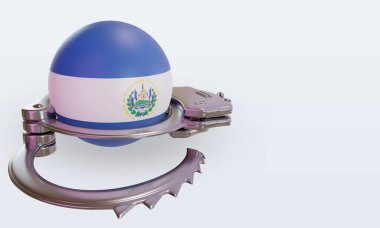 3D kelepçe El Salvador bayrağı sol görüşü yansıtıyor