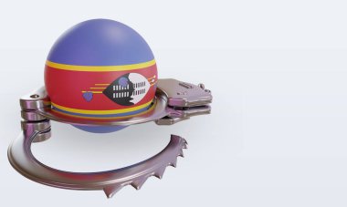 3D kelepçe Eswatini bayrağı sol görüşü yansıtıyor