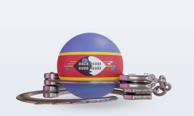 3D kelepçe Eswatini bayrağı ön görünüm oluşturma