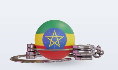 3d kelepçe Etiyopya bayrağı ön görünüm oluşturma