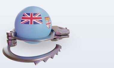 Fiji bayrağını sol görüşe kelepçeleyen 3d kelepçe