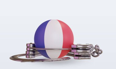 3D kelepçe Fransa bayrağı ön görünüm