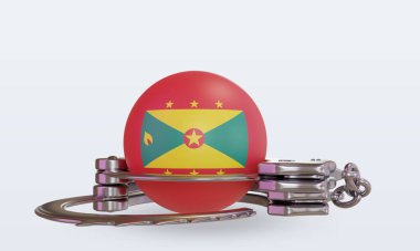 3d kelepçe Grenada bayrağı ön görünüm oluşturma