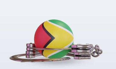 3d kelepçe Guyana bayrağı ön görünüm oluşturma