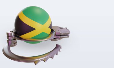 Jamaika bayrağını 3D kelepçeleme sol görüşü yansıtıyor