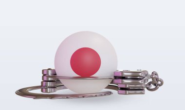 3D kelepçe Japonya bayrağı ön görünümü hazırlıyor