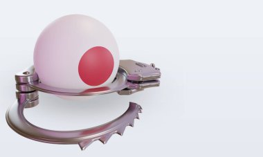 3D kelepçe Japonya bayrağı sola bakıyor