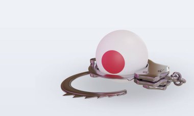 3D kelepçe Japonya bayrağı doğru görünüm veriyor