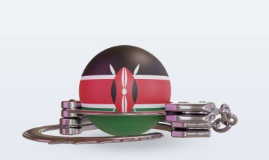 Kenya bayrağını 3d kelepçeleme ön görünüm