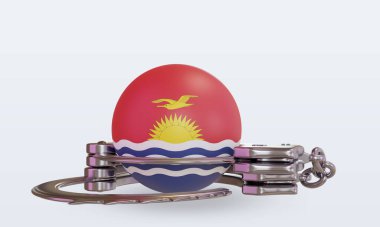 3d kelepçe Kiribati bayrağı ön görünüm oluşturma