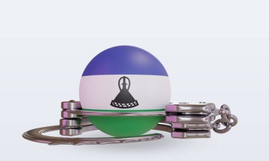 3d kelepçe Lesotho bayrağı ön görünüm oluşturma