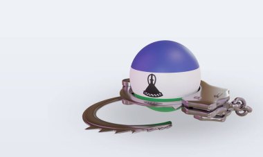 3d kelepçe Lesotho bayrağı sağ görünüm
