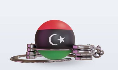 3D kelepçeleme Libya bayrağı ön görünüm