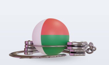 Madagaskar bayrağını 3D kelepçelemek ön görüntüyü oluşturur