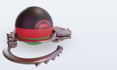 3d kelepçe Malawi bayrağı sol görünümü yansıtıyor