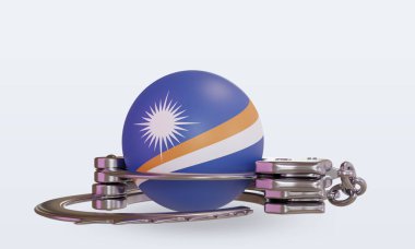 Marshall Adaları bayrağını 3D kelepçeleyin.