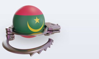3D kelepçe Moritanya bayrağı sol görünümü yansıtıyor