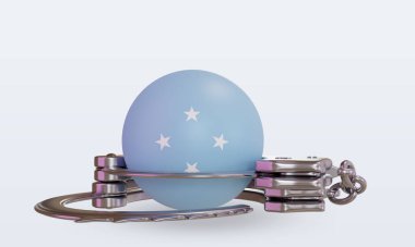 3d kelepçe Mikronezya bayrağı ön görünüm oluşturma