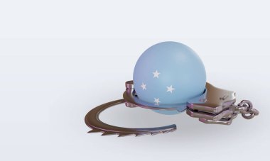 3D kelepçe Mikronezya bayrağı doğru görünüm oluşturma