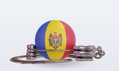 Moldova bayrağını 3d kelepçeleme ön görünüm