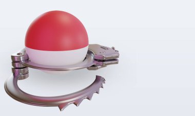 3d kelepçe Monako bayrağı sol görünümü yansıtıyor