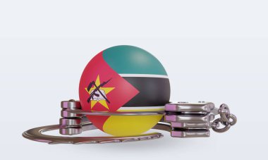 3d kelepçe Mozambik bayrağı ön görünüm oluşturma