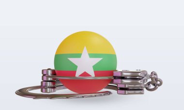 3D kelepçe Myanmar bayrağı ön görünüm oluşturma