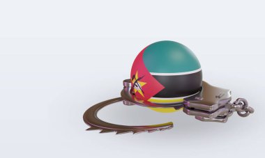 3d kelepçe Mozambik bayrağı doğru görünüm oluşturur
