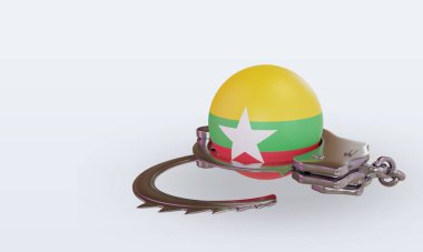 3D kelepçe Myanmar bayrağı sağa döndürme
