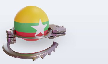 3D kelepçe Myanmar bayrağı sol görünümü yansıtıyor