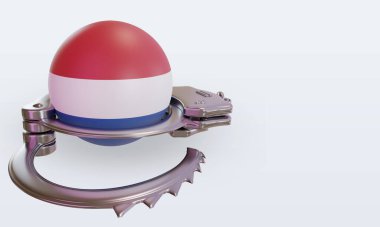 3D kelepçe Hollanda bayrağı sol görüşü yansıtıyor